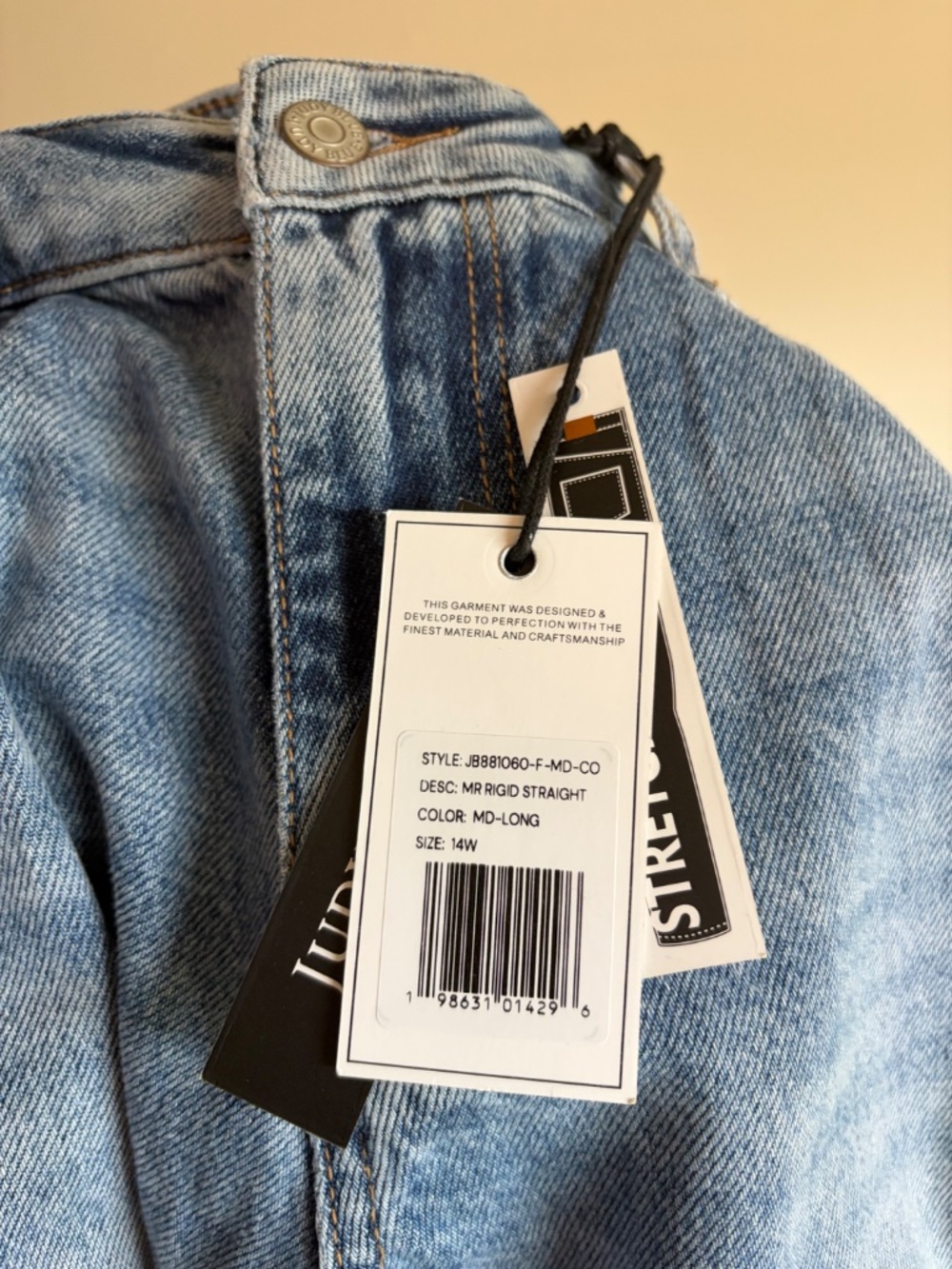 Judy Blue Mid Rise Rigid Magic Destroy Straight Denim - Picture 6 of 8